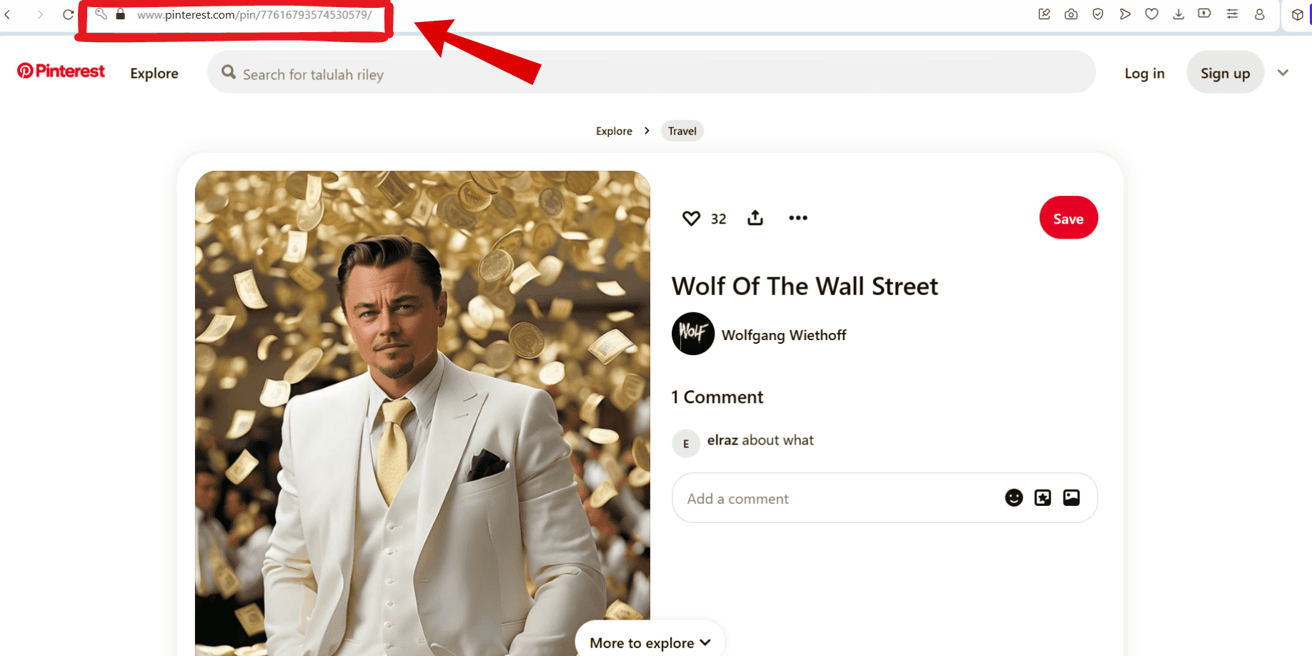 copy the pinterest image url from browser