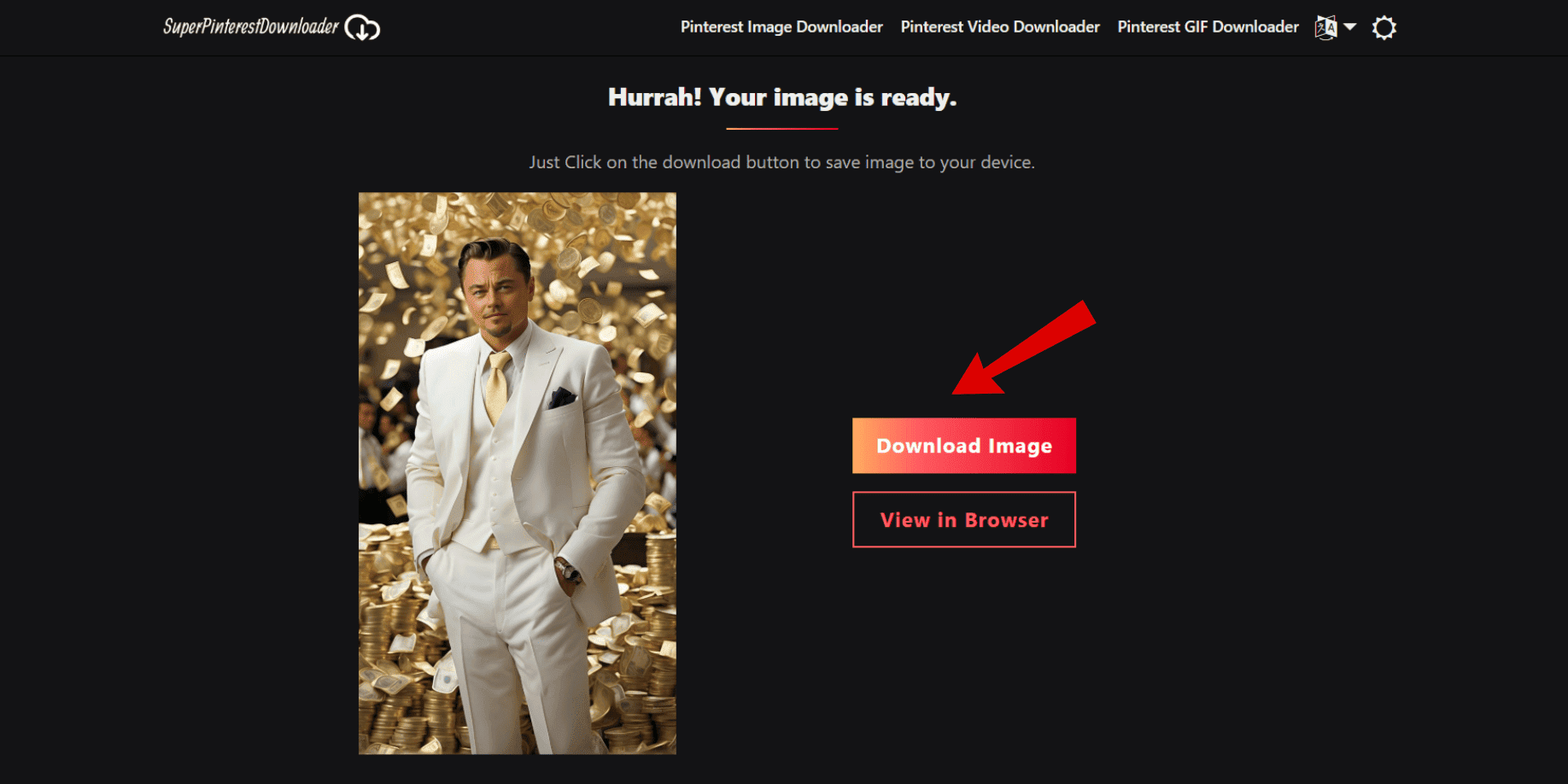 click the download button to save pinterest image to gallery