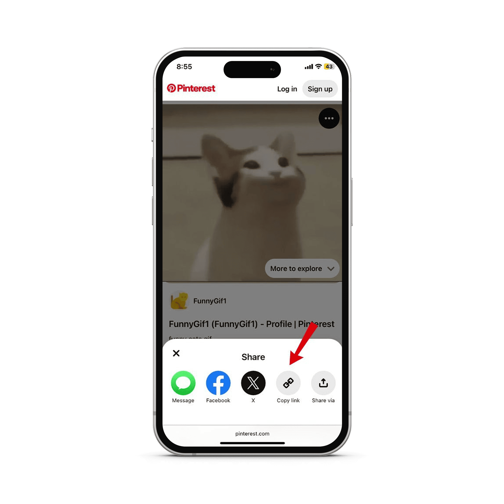 click share button and copy link
